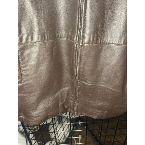 Dero by Rocco D'Amelio Oversized Leather Coat with Fur Collar Women's Size S - Picture 3 of 6